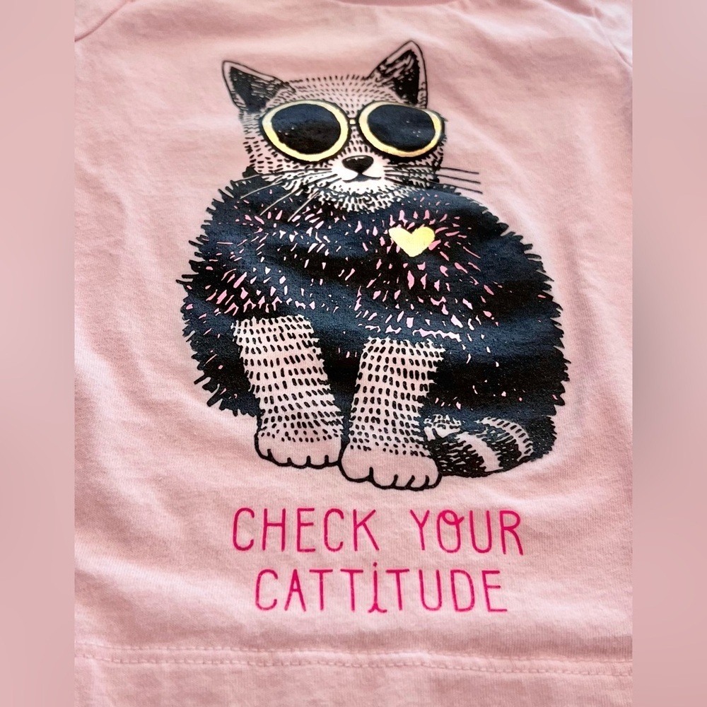 💫$4/ADD ON💫 OshKosh Pink Cat Long Sleeve Tee - Baby Girl 6 MTH - Picture 4 of 5